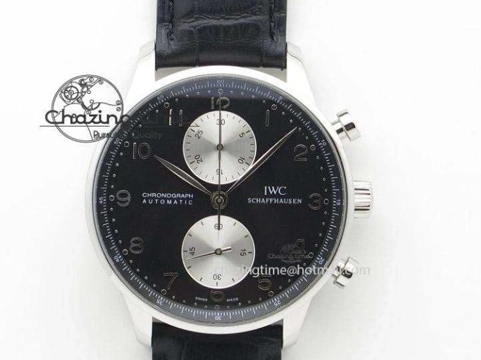 MIROTIME 0324 Portuguese IW545407 Black Dial ZF 1:1 Best Edition On Dark Blue Leather Strap DailyWear 7337